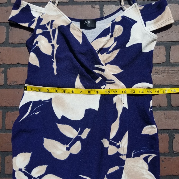 ASOS AX Paris Floral Print Wrap Pencil Dress With Cold Shoulder Size 8 - Picture 5 of 8